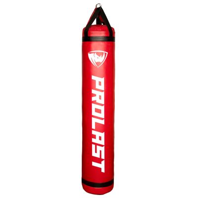 PROLAST Heavy Punching Kicking Bag for Adults, Boxing, MMA, Martial Arts, Muay Thai, Strength Training Equipment, Unfilled, 6ft, 150 lbs, Vertical Logo, Red