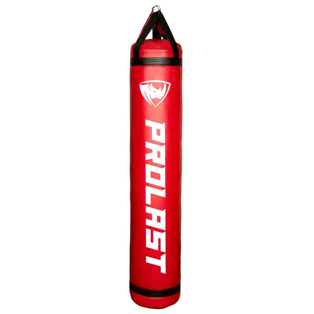 PROLAST Heavy Punching Kicking Bag for Adults, Boxing, MMA, Martial Arts, Muay Thai, Strength Training Equipment, Unfilled, 6ft, 150 lbs, Vertical Logo, Red