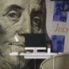 Benjamin Franklin 100 Dollar Bill Wall Mural. Peel and Stick Wallpaper. Flashy Money Theme Wall Decor. Office/Game Room Decoration. #6399 (9ft Tall X 8ft Wide) view 2