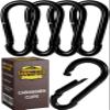 Carabiner Clip 5 PCS - Black Heavy Duty Carabiner Clip - Large Carabiner Clips - Snap Hooks - Perfect for Weight Lifting, Keychain, Dog Leashes & Gym view 1