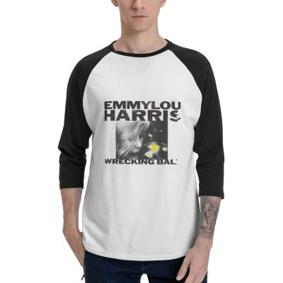 Mens Long Sleeve Shirt Emmylou Harris Baseball T-Shirts Fashion Classic O Neck Top Long Sleeve Cotton Tee Black XX-Large