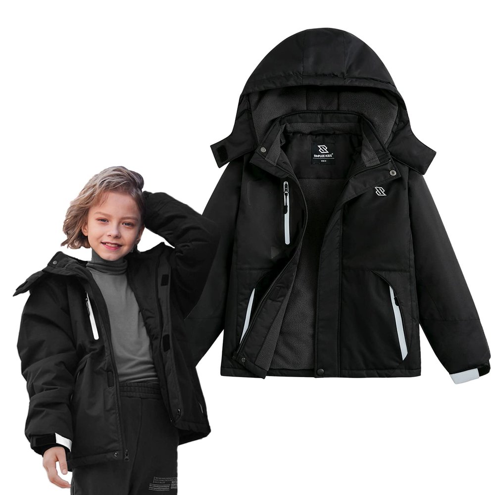 Simplee kids Boys Winter Coat Waterproof Ski Jacket Fleece Hooded Snow Warm Padded Raincoats
