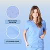 ACTIVE UNIFORMS Women's Super Soft, Ultra Comfort Stretch Mock Wrap Scrub Top (Ceil Blue, 3X-Large) view 2