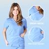 ACTIVE UNIFORMS Women's Super Soft, Ultra Comfort Stretch Mock Wrap Scrub Top (Ceil Blue, 3X-Large) view 4