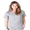 ACTIVE UNIFORMS Women's Super Soft, Ultra Comfort Stretch Mock Wrap Scrub Top (Grey, Medium) view 1