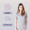 ACTIVE UNIFORMS Women's Super Soft, Ultra Comfort Stretch Mock Wrap Scrub Top (Grey, Medium) view 2