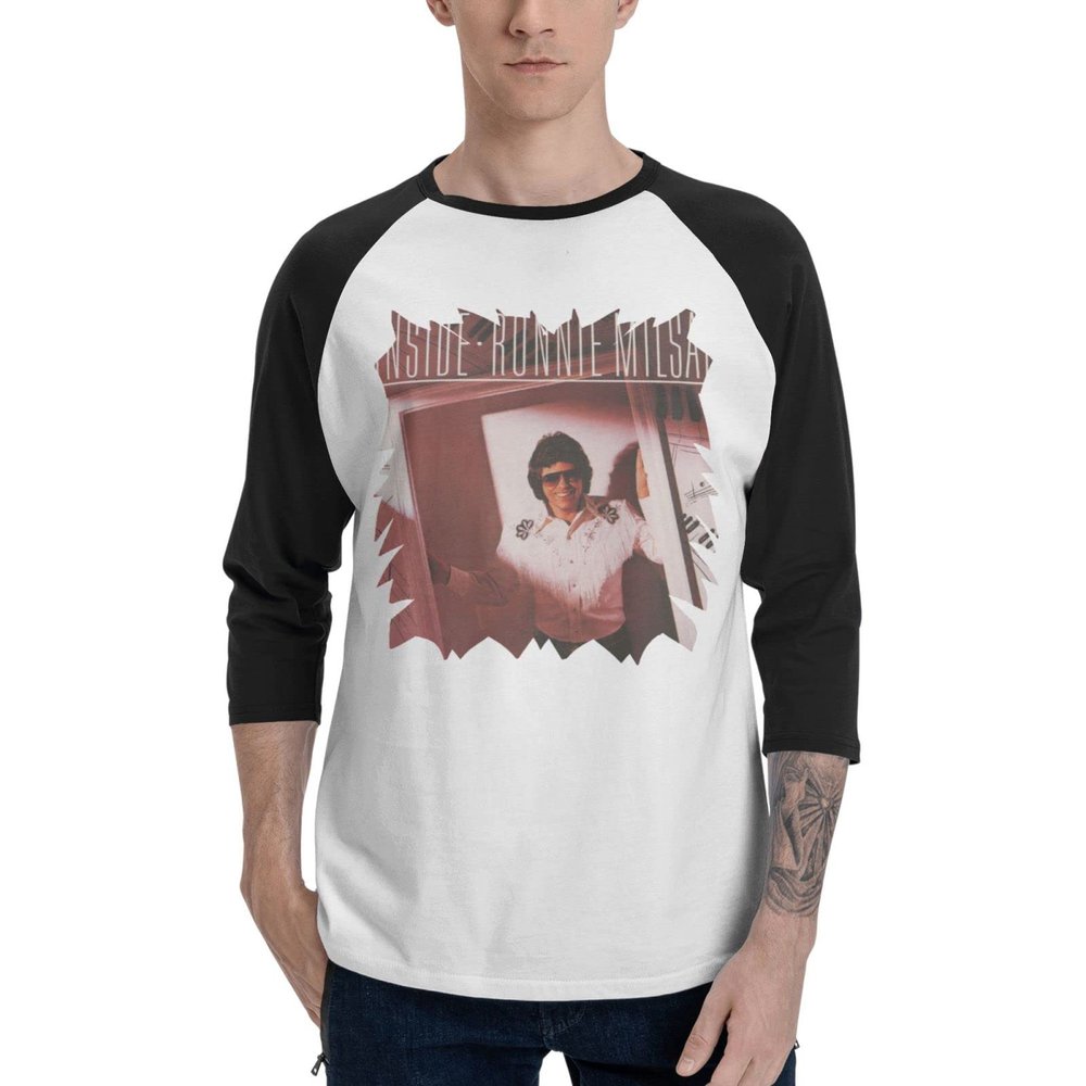 Mens Long Sleeve Shirt Ronnie milsap Baseball T-Shirts Fashion Classic O Neck Top Long Sleeve Cotton Tee Black Small