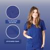 ACTIVE UNIFORMS Women's Super Soft, Ultra Comfort Stretch Mock Wrap Scrub Top (True Navy Blue, XX-Large) view 2