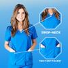 ACTIVE UNIFORMS Women's Super Soft, Ultra Comfort Stretch Mock Wrap Scrub Top (True Royal Blue, X-Small) view 4