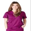 ACTIVE UNIFORMS Women's Super Soft, Ultra Comfort Stretch Mock Wrap Scrub Top (Burgundy, Medium) view 1