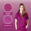ACTIVE UNIFORMS Women's Super Soft, Ultra Comfort Stretch Mock Wrap Scrub Top (Burgundy, Medium) view 2