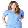 ACTIVE UNIFORMS Women's Super Soft, Ultra Comfort Stretch Mock Wrap Scrub Top (Ceil Blue, X-Large) view 1