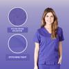 ACTIVE UNIFORMS Women's Super Soft, Ultra Comfort Stretch Mock Wrap Scrub Top (Purple, X-Large) view 2