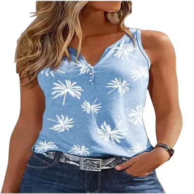 Womens Mandala Vintage Graphic Racerback Tank Tops Summer Casual Loose O-Neck Tanks Vest Vacation Classic-Fit Shirt Cami(Coconut-Light Blue,Small)