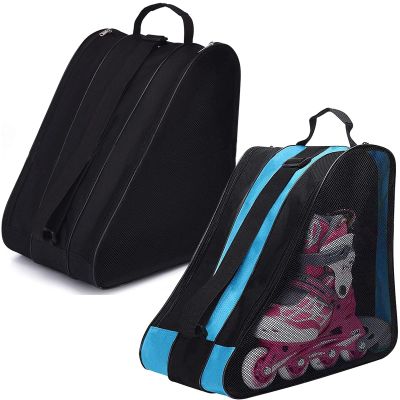 Peyorom Skate Bags, Great for Roller Skates, Ice Skates, Quad Skates, Inline Skates, Rollerblade, Figure Skates, Ice Hockey Skate - Skate Accessories for Kids and Adults (2pcs Blue + Black)