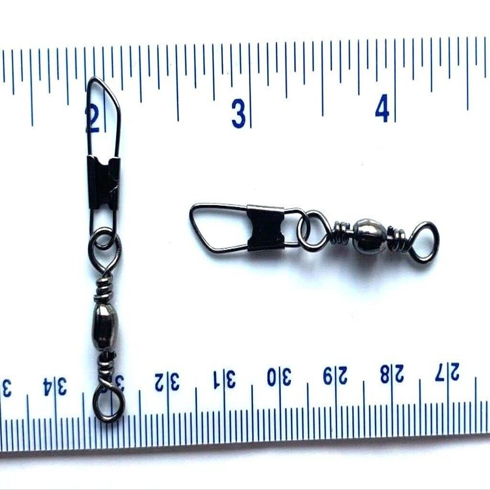 1000 Gerry's Tackle Black Barrel Fishing Swivels with Safety Snap Size 5 (26 lbs. Test) - Bulk swivels