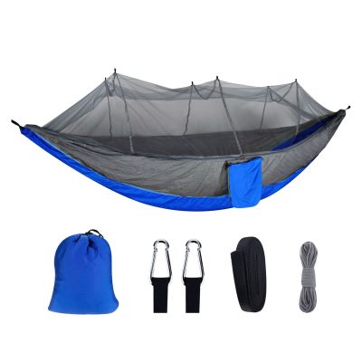 TOMYEUS Swings Seats Camping Hammock, 260 * 140 cm, Outdoor Swing with Net, Nylon Hammock, Ultra Light Outdoor Hunting Tour, Portable Hammock Tent Playground Swing (Color : A)