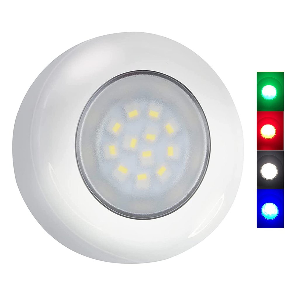 Besramtic LED Marine Courtesy Lights For Boat With RGBW Waterproof Flush Surface Mounting One Piece 12 Volts 3 Inches