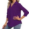 Heat Move Women's 3/4 Sleeve Length Tops Collared V Neck Shirt Dressy Casual Business Blouses for Work Professional (Dark Purple, XL) view 2