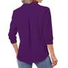 Heat Move Women's 3/4 Sleeve Length Tops Collared V Neck Shirt Dressy Casual Business Blouses for Work Professional (Dark Purple, XL) view 4