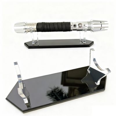 WAN LIAN Light Saber Stand Stylish Geometric Acrylic Light Saber Stand - Crystal-clear laser-cut frame, minimalist desktop display, perfect for collectors (compatible with universal grips) Black 1 pack