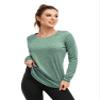 Abrooical Long Sleeve Workout Shirts for Women Crewneck T Shirt Running Yoga Training Tops Quick Dry Long Green Medium view 2