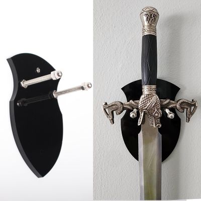 WANLIAN Wall Mounted Sword Rack - Vertical Single Sword Display Stand with Hook Universal for Sword, Axe, Anime Swords Black (1 Pack)