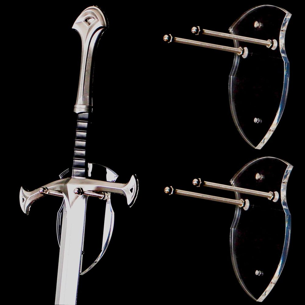 WANLIAN Sword Stand Plaque Hook Display Stand - Universal Wall Mount for Sword & Axe - Transparent 2 Pack