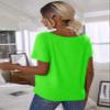 BENIN Women's Summer Short Sleeve T-Shirt Neon Lime Batwing Sleeve Solid Tee view 2