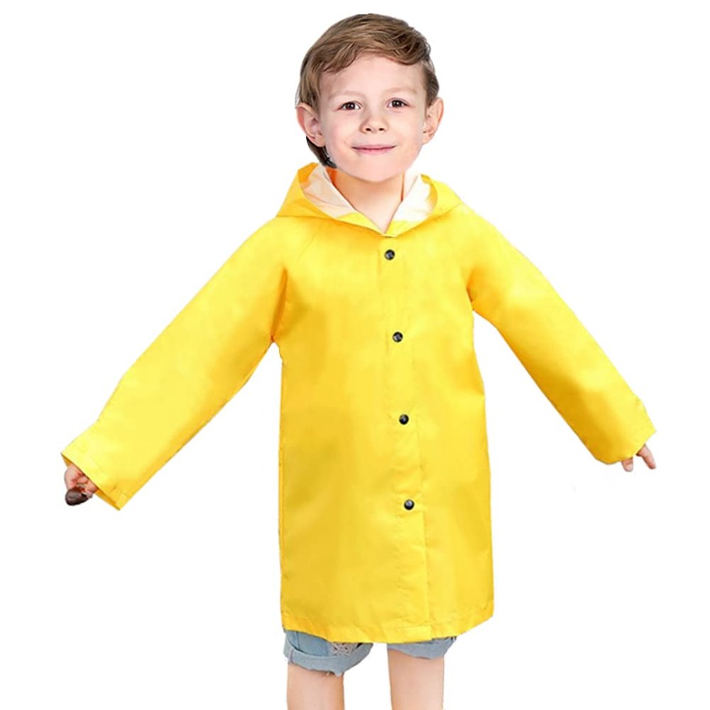 amivoo Kids Rain Jacket - Waterproof Boys Girls Raincoat Yellow Breathable Hooded Rain Coat for Girls Boys Toddler (Yellow, XL/7-8)