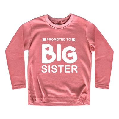 Promoted to Big Sister Shirt for Little Girls Toddler Baby Announcement Outfits (US, Age, 5 Years, Mauve - Long Sleeve)