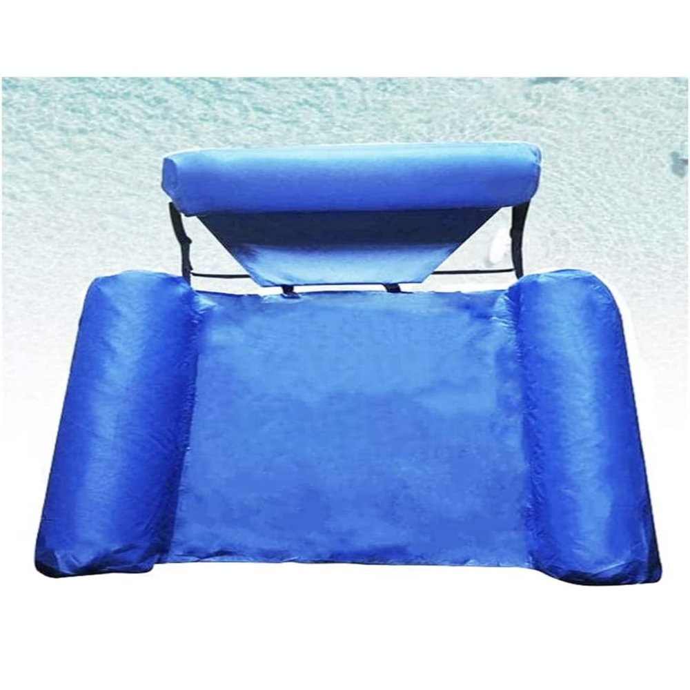 Swimming Pool Float Chair Inflatable Water Chairs for Adult, Pool Lounger Floating Lounge Foldable Seats Portable Lazy Water Floats Bed for Summer Beach Swimming Pool Party (Blue)
