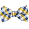 OCIA Mens Plaid Pattern Bow Tie Pre-Tied Bowtie for Men and Boys Yellow Grey Blue view 1