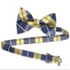 OCIA Mens Plaid Pattern Bow Tie Pre-Tied Bowtie for Men and Boys Dark Yellow Navy view 3