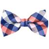 OCIA Mens Plaid Pattern Bow Tie Pre-Tied Bowtie for Men and Boys Coral Blue Grey view 1