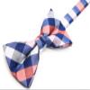 OCIA Mens Plaid Pattern Bow Tie Pre-Tied Bowtie for Men and Boys Coral Blue Grey view 2