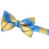 OCIA Mens Plaid Pattern Bow Tie Pre-Tied Bowtie for Men and Boys Yellow Blue White view 2