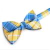 OCIA Mens Plaid Pattern Bow Tie Pre-Tied Bowtie for Men and Boys Yellow Blue White view 4