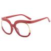 Cvonnron Women's Oversized Round Eyewear Frames Blue Light Blocking Glasses Fake Round Non-Prescription Clear Lens Eyeglasses (Bean Red) view 1