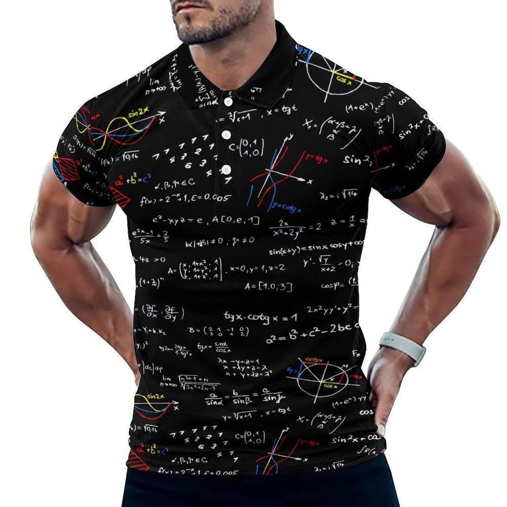 Physics Equations Printed Men's Polo Short Sleeve T-Shirt Classic Standard-Fit Shirt