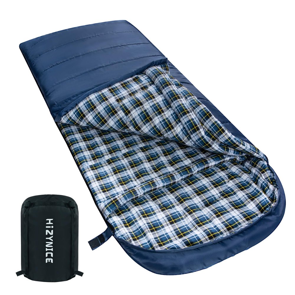 HiZYNICE Sleeping Bag Zero Degree Sleeping Bags for Adults Big and Tall Winter Cold Weather Camping XXL Extra Large Wide,Navy Blue Left Zip,90" x 39"