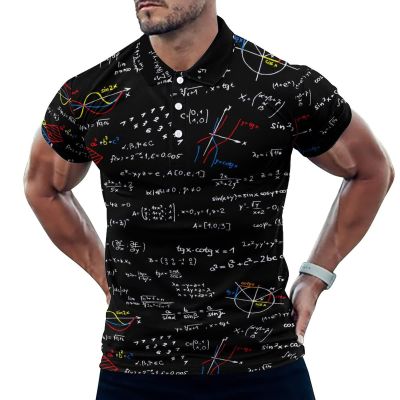 Physics Equations Printed Men's Polo Short Sleeve T-Shirt Classic Standard-Fit Shirt
