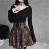 Black Checkered Women's Gothic Skirt Women Pleated Plaid Skirts Spring Autumn Girl Hip Hop Female Punk Goth Mini Skirt Clubwear (Color : Silver, Size : X-Large) view 4