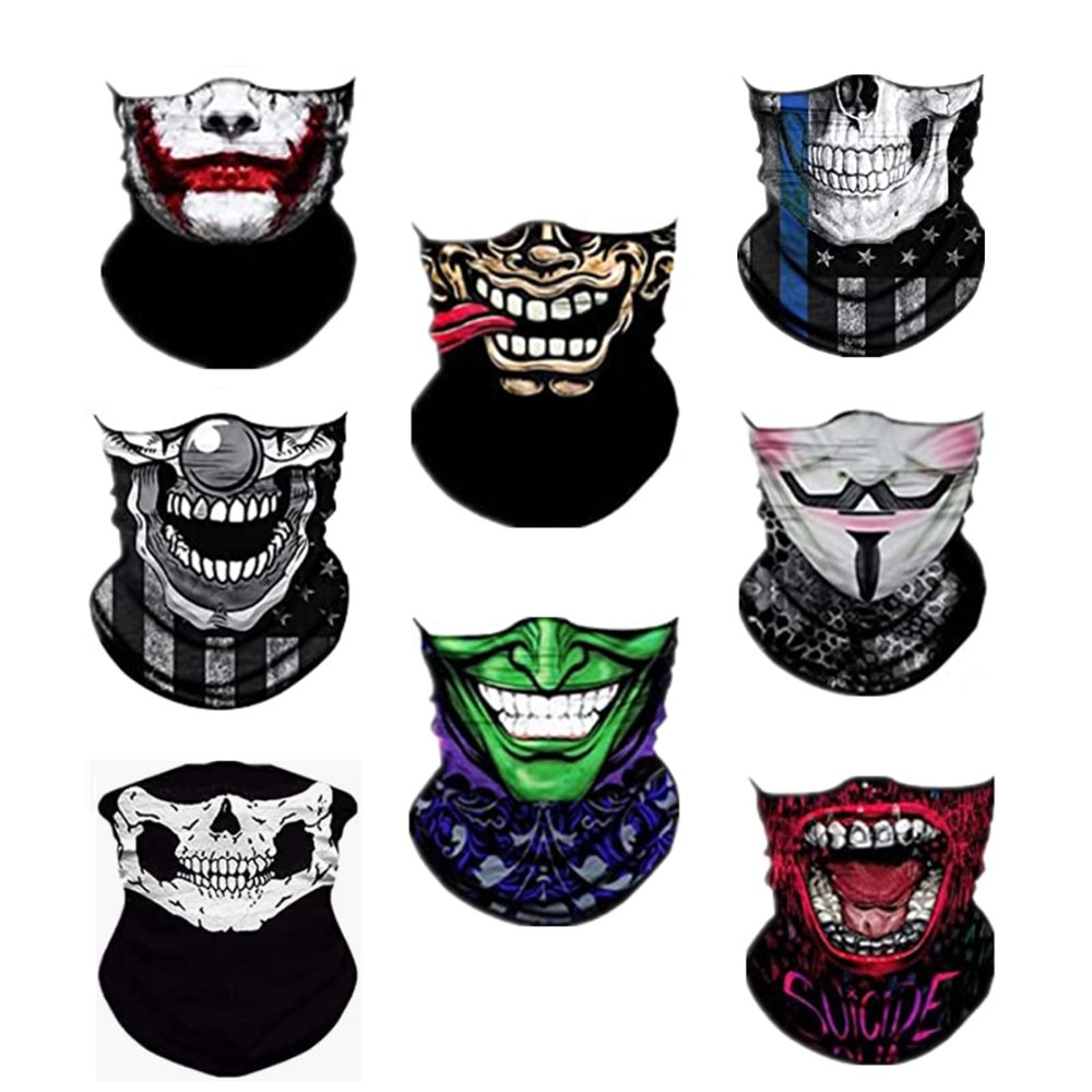 WYSUMMER 8PCS Scarves Bandanas Face Tube Black Headband, Motorcycle Multi Function Headwear Hat Scarf Neck Warmer Balaclava