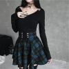 Black Checkered Women's Gothic Skirt Women Pleated Plaid Skirts Spring Autumn Girl Hip Hop Female Punk Goth Mini Skirt Clubwear (Color : Blue, Size : XXXX-Large) view 2