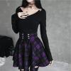Black Checkered Women's Gothic Skirt Women Pleated Plaid Skirts Spring Autumn Girl Hip Hop Female Punk Goth Mini Skirt Clubwear (Color : Blue, Size : XXXX-Large) view 3