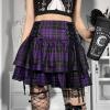 Black Checkered Women's Gothic Skirt Women Pleated Plaid Skirts Spring Autumn Girl Hip Hop Female Punk Goth Mini Skirt Clubwear (Color : Blue, Size : XXXX-Large) view 4