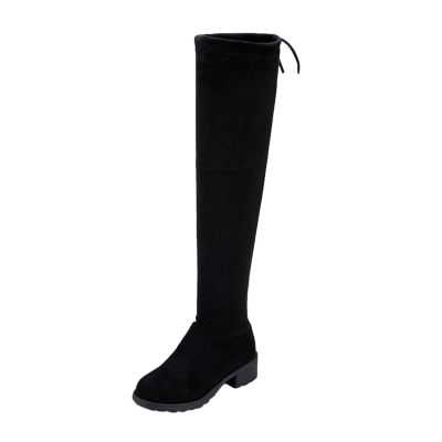 Boots Long Over Women Comfort Winter Chunky Shoes Knee Boots Boots Heels The Women's Jean Thigh High Boots (Black, 7)