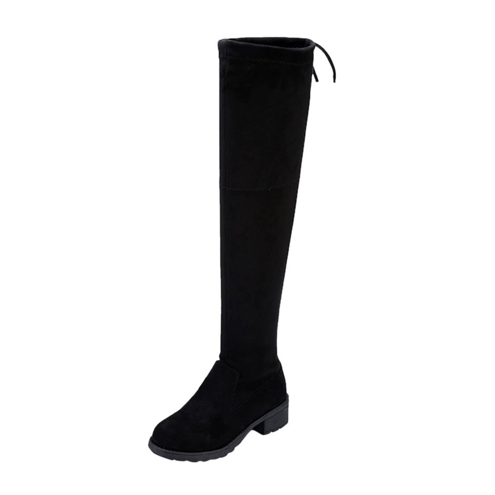 Boots Long Over Women Comfort Winter Chunky Shoes Knee Boots Boots Heels The Women's Jean Thigh High Boots (Black, 7)