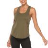 Workout Tank Tops for Women Athletic Racerback Yoga Tops Sports Shirts Sexy Cutout Loose Fit Gym Exercise Tank Tops Army Green view 2